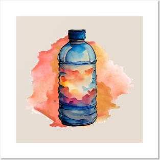 Watercolor water bottle Posters and Art